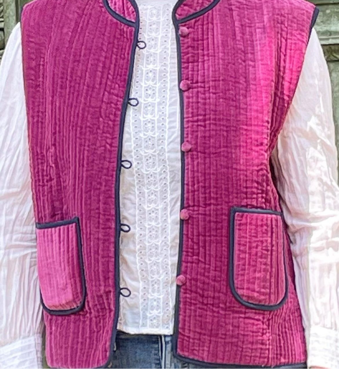 Pink velvet vest